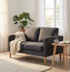 DIVANO A 2 POSTI RAMSAY CON GAMBE IN LEGNO DI COLORE GRIGIO SCURO