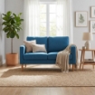 DIVANO A 2 POSTI  CON GAMBE IN LEGNO DI COLORE AZZURRO CM 130 X 84 X 51 H