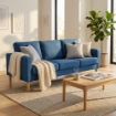 DIVANO A 3 POSTI RAMSEY CON RIVESTIMENTO ANTIMACCHIA BLU