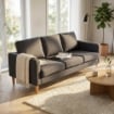 DIVANO A 3 POSTI RAMSEY CON RIVESTIMENTO ANTIMACCHIA GRIGIO SCURO