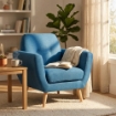 POLTRONA BURTON CON BOTTONI E SEDUTA SFODERABILE IN COLORE BLU