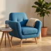 POLTRONA BURTON CON BOTTONI E SEDUTA SFODERABILE IN COLORE BLU