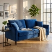 DIVANO CHANDLER A 3 POSTI CON STRUTTURA IN LEGNO E RIVESTIMENTO BLU