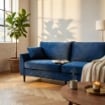 DIVANO CHANDLER A 3 POSTI CON STRUTTURA IN LEGNO E RIVESTIMENTO BLU