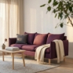 DIVANO A 3 POSTI FLORIN CON GAMBE IN LEGNO IN COLORE VIOLA