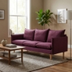 DIVANO A 3 POSTI FLORIN CON GAMBE IN LEGNO IN COLORE VIOLA