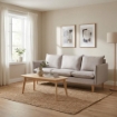 DIVANO A 3 POSTI FLORIN CON GAMBE IN LEGNO IN COLORE BEIGE