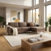 DIVANO CON CHAISE LONGUE GREGORY IN COLORE MARRONE