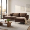 DIVANO CON CHAISE LONGUE GREGORY IN COLORE MARRONE