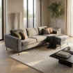 DIVANO CON CHAISE LONGUE GREGORY IN COLORE GRIGIO