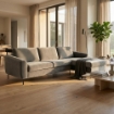 DIVANO CON CHAISE LONGUE GREGORY IN COLORE GRIGIO