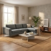 DIVANO CON CHAISE LONGUE GREGORY IN COLORE GRIGIO