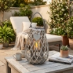 LANTERNA EDWIGE REALIZZATA IN VIMINI CON DECORO CUORE GRIGIO 16 X H40 CM