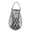 LANTERNA EDWIGE REALIZZATA IN VIMINI CON DECORO CUORE GRIGIO 16 X H40 CM