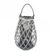 LANTERNA EDWIGE REALIZZATA IN VIMINI CON DECORO CUORE GRIGIO 16 X H40 CM