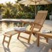 STEAMER CON RUOTE IN LEGNO TEAK MASSICCIO 170 X 61 X H97 CM