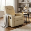POLTRONA RELAX IN ECOPELLE BEIGE DAL DESIGN MODERNO CON TASCA LATERALE