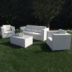 SALOTTO ACAPULCO IN WICKER CON DIVANO, POLTRONE E TAVOLINO BIANCO