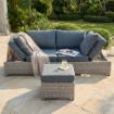 DIVANO ECUADOR DA GIARDINO CON POUF IN WICKER GRIGIO