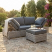 DIVANO ECUADOR DA GIARDINO CON POUF IN WICKER GRIGIO