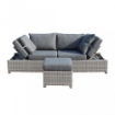 DIVANO ECUADOR DA GIARDINO CON POUF IN WICKER GRIGIO