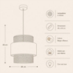 LAMPADARIO A SOSPENSIONE IN VIMINI CREMA E BIANCO Ø45 X H44 CM – LAMPADA DA SOFFITTO