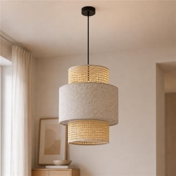 LAMPADARIO STILE INDUSTRIAL 30X44 CM CON PARALUME CREMA E BIANCO