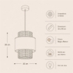 LAMPADARIO STILE INDUSTRIAL 30X44 CM CON PARALUME CREMA E BIANCO