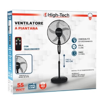 HIGH-TECH VENTILATORE A PIANTANA CON TELECOMANDO E 3 MODALITÀ DI VELOCITÀ - 55W
