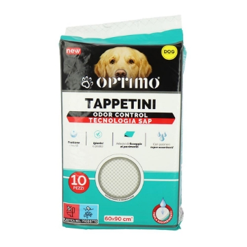 TAPPETINI OPTIMO ODOR CONTROL PER ANIMALI SUPER ASSORBENTI - 10 PEZZI 60X90 CM