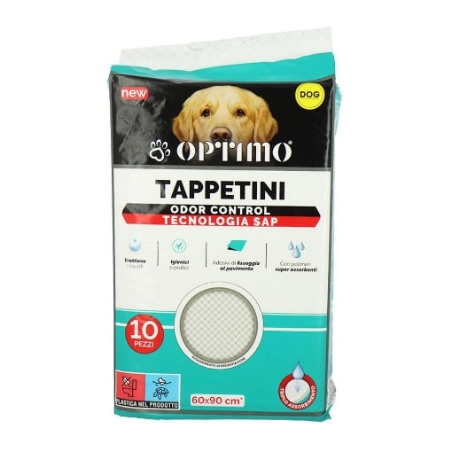 TAPPETINI OPTIMO ODOR CONTROL PER ANIMALI SUPER ASSORBENTI - 10 PEZZI 60X90 CM