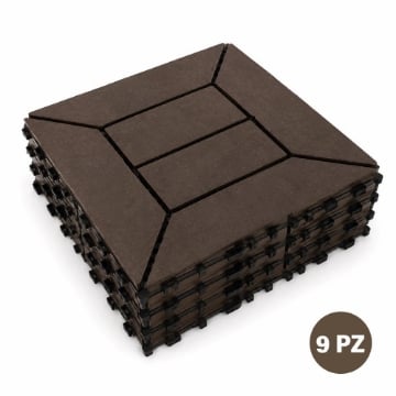 MA MAISON SET DI PIASTRELLE PER PAVIMENTO DA ESTERNO MODELLO EASY MOKA 30,4X30,4X2 H CM - 0,83 M2 9 PEZZI 