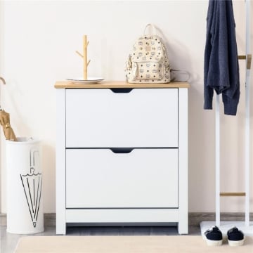 SCARPIERA MODERNA PER 12 PAIA MAX CON 2 CASSETTI REGOLABILI E RIMOVIBILI IN LEGNO 72X26X80 CM BIANCO