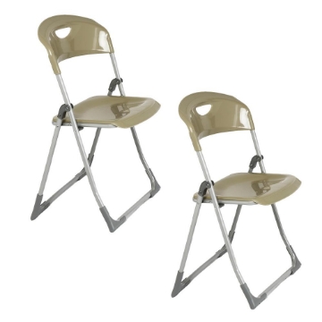 MAURY'S SET 2 SEDIE PIEGHEVOLI IN POLIPROPILENE COLORE TORTORA - 83X48X41 CM