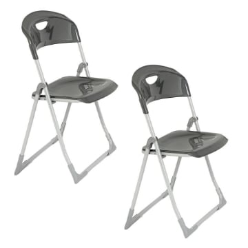 MAURY'S SET 2 SEDIE PIEGHEVOLI IN POLIPROPILENE COLORE GRIGIO - 83X48X41 CM