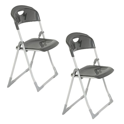 MAURY'S SET 2 SEDIE PIEGHEVOLI IN POLIPROPILENE COLORE GRIGIO - 83X48X41 CM