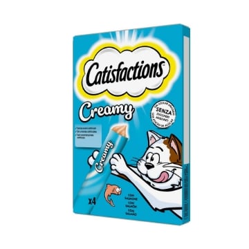 CATISFACTIONS CREAMY SNACK CREMOSO PER GATTI AL SALMONE 4 X 10 G – CIBO UMIDO