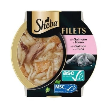 SHEBA FILETS CIBO UMIDO PER GATTI CON SALMONE E TONNO 60 G – FILETTI IN SALSA