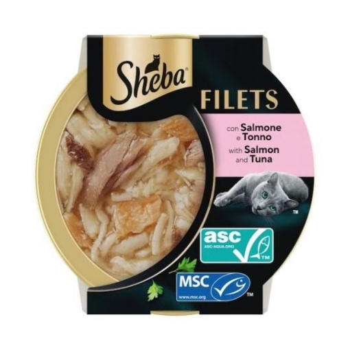 SHEBA FILETS CIBO UMIDO PER GATTI CON SALMONE E TONNO 60 G – FILETTI IN SALSA