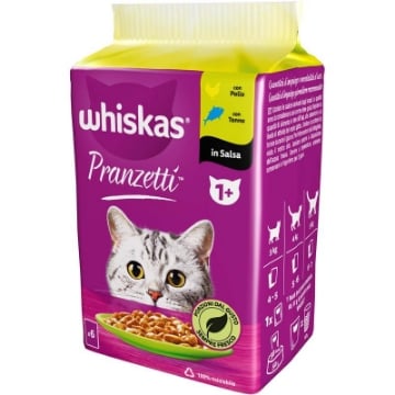 WHISKAS PRANZETTI SELEZIONE MARI E MONTI 6 X 50 G – CIBO UMIDO PER GATTI ADULTI