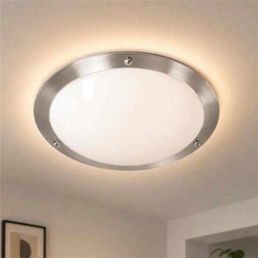 PLAFONIERA LED CON DIFFUSORE IN VETRO LISCIO Ø31 CM – LAMPADA DA SOFFITTO BIANCA