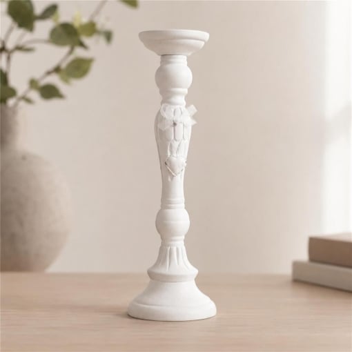 CANDELABRO IN LEGNO BIANCO DIMENSIONI 43 CM