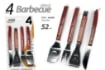GRILL SET DA 4 UTENSILI PER BARBECUE CON MANICO IN LEGNO 52 CM