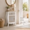 CHARM COMODINO CON CASSETTO E ANTA 48 X 34 X 77 CM COLORE BIANCO E CREMA 