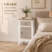 CHARM COMODINO CON CASSETTO E ANTA 48 X 34 X 77 CM COLORE BIANCO E CREMA 