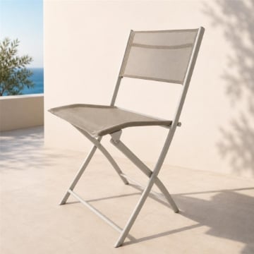 SEDIA PIEGHEVOLE DESIGN CON STRUTTURA IN ACCIAIO IN COLORAZIONE ECRU 
