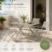 SEDIA PIEGHEVOLE DESIGN CON STRUTTURA IN ACCIAIO IN COLORAZIONE ECRU 