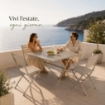 SEDIA PIEGHEVOLE DESIGN CON STRUTTURA IN ACCIAIO IN COLORAZIONE ECRU 