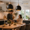 LAMPADARIO TONDO IN METALLO 30 X 106 CM IN COLORE NERO E ORO