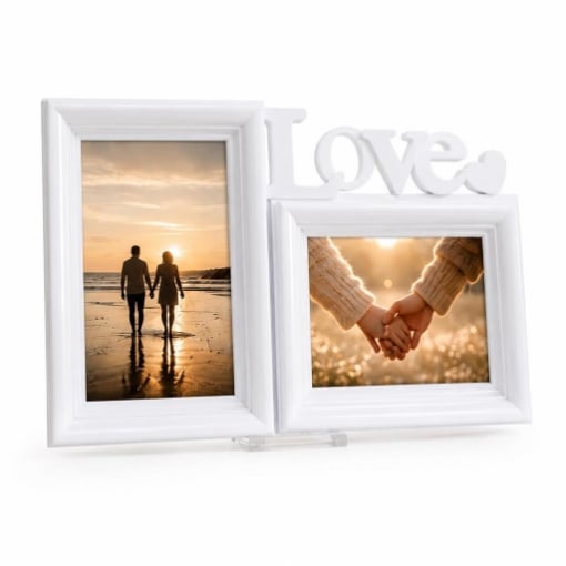 PORTAFOTO LOVE A 2 POSTI COLORE BIANCO - DIMENSIONI 37X22X3CM